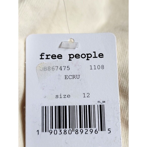 NWT Free People Stretch Fine Wale Corduroy Mini Skirt Ecru Ivory, size 12 - Picture 7 of 8